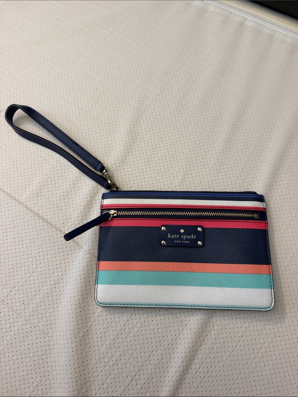 Kate Spade Navy and Multicolor Striped Wristlet